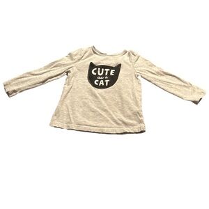 Joe Fresh Grey Cute as a Cat Long Sleeve Shirt Size 18-24 Months